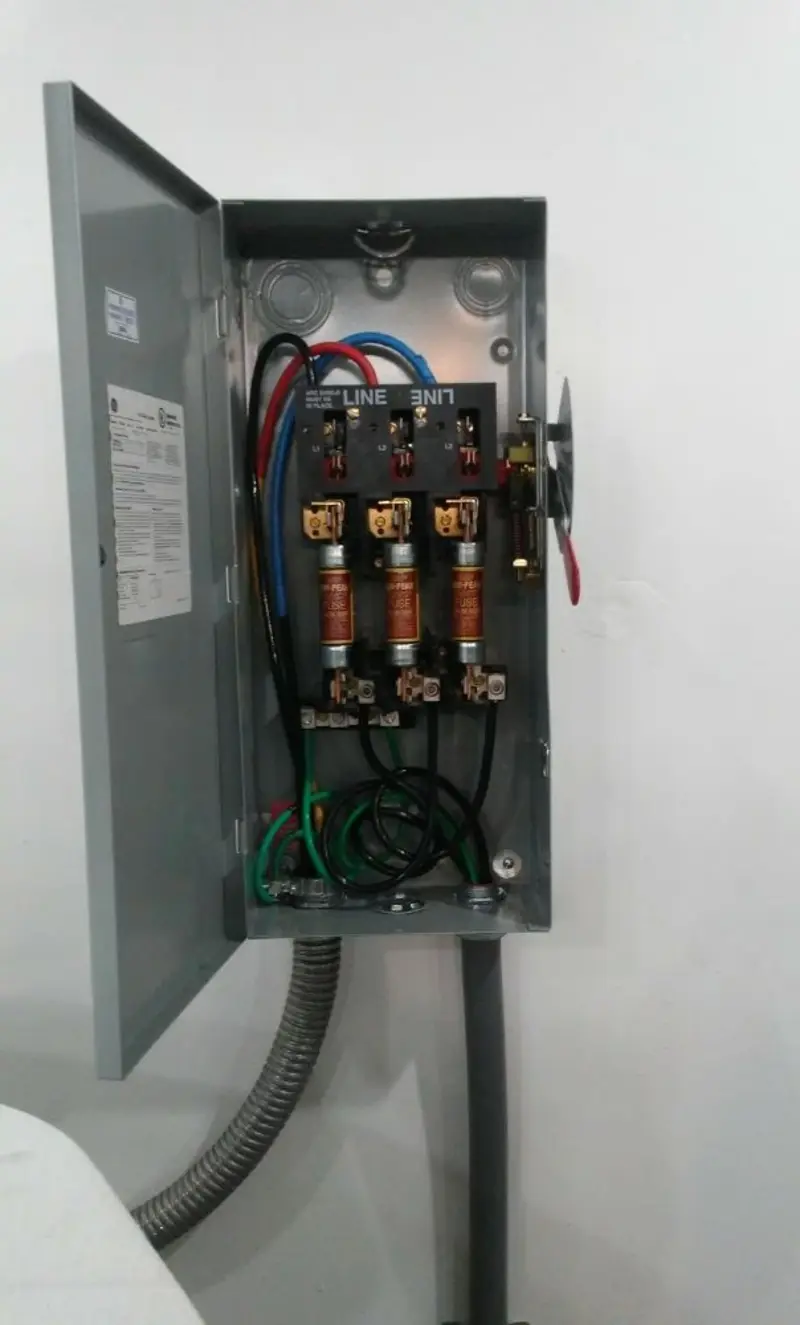 Three-phase disconnect switch installed for Electrical Wiring & Rewiring in Falls